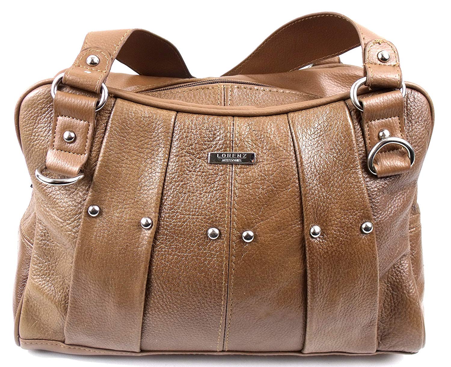 Ladies Bang On Trend Vintage handbag Tote Bag Soft Real Leather By Lorenz 3732 (Tan), Medium
