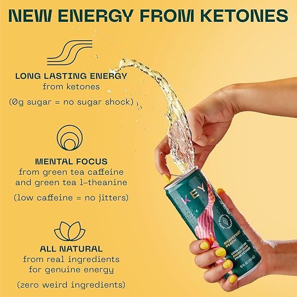 KEY KETONE ENERGY DRINK – SUGAR FREE AND ALL NATURAL FROM KETONES FOR LONG LASTING ENERGY AND OPTIMAL GREEN TEA CAFFEINE AND L-THEANINE FOR MENTAL FOCUS TO PERFORM, VARIETY PACK (PACK OF 12)