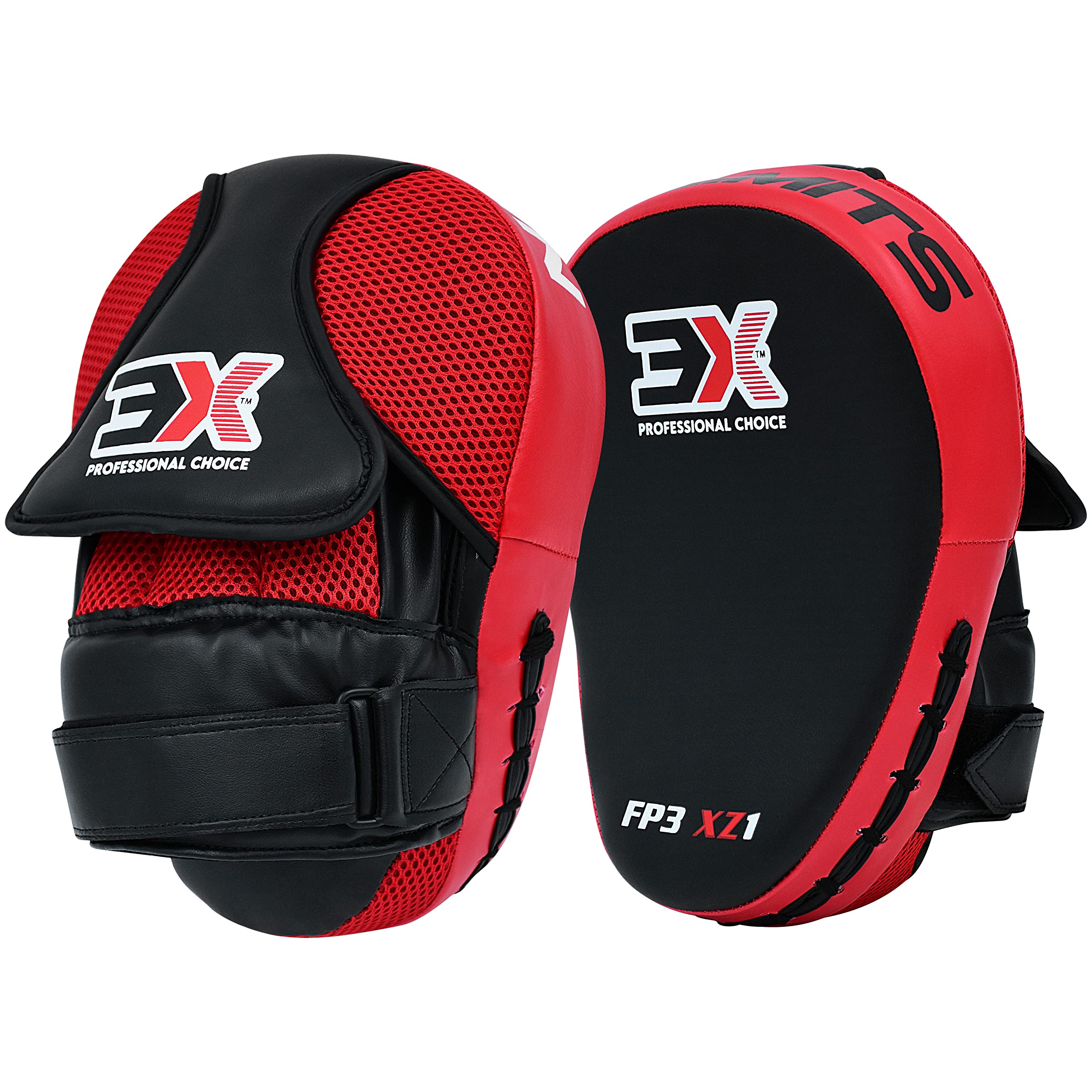 3X Sports Curved Focus Mitts for Boxing, Muay Thai and MMA Hook and Jab Pads for Kickboxing Training Lightweight Hand Target Punch Pads with Adjustable Strap for Coaching and Home Workouts
