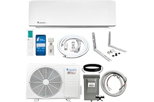 Klimaire 12,000 BTU 21.4 SEER2 Ductless Mini-Split Inverter Air Conditioner Heat Pump System with All-Inclusive 16' Installation Kit, Wall Bracket, Electrical Disconnect Box & Liquid-Tight Whip (230V)