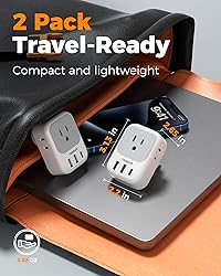 TESSAN Israel Adapter Plug 2 Pack, 7 in 1 US to