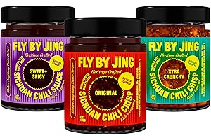 FLYBYJING Sichuan Chili Crisp Bundle: Three Premium Chili Sauces Good on Noodles, Proteins, Veggies & Everything - Spicy, Savory, Crunchy Vegan Hot Sauces, Great Gift for Foodies 6oz (Pack of 3)