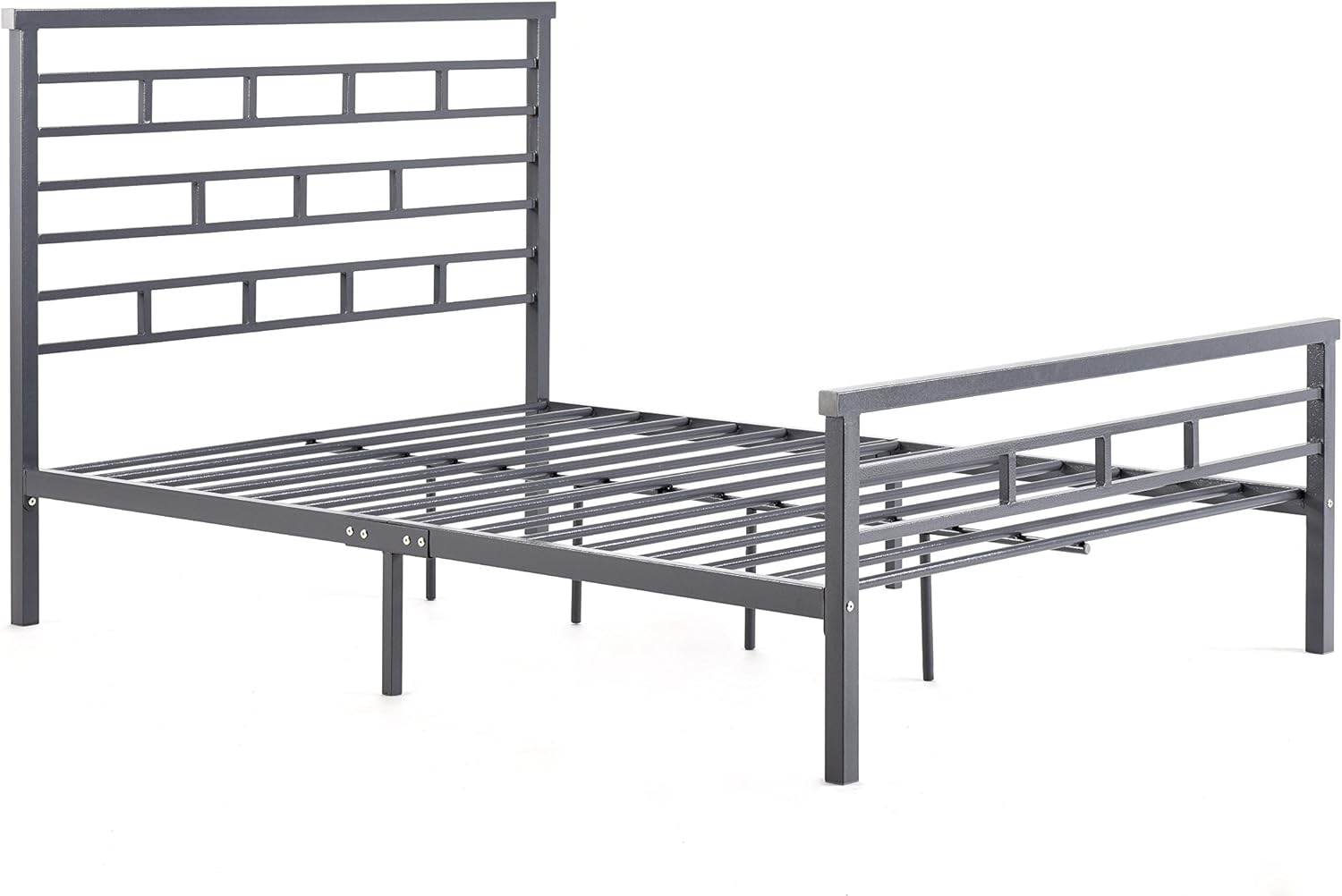 Hodedah Complete Metal Bed with Headboard, Low Footboard