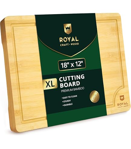 Juego De 3 Tablas De Cortar De Bambú Orgánico - Con Ranura Para Jugo, Antideslizantes Y Mango