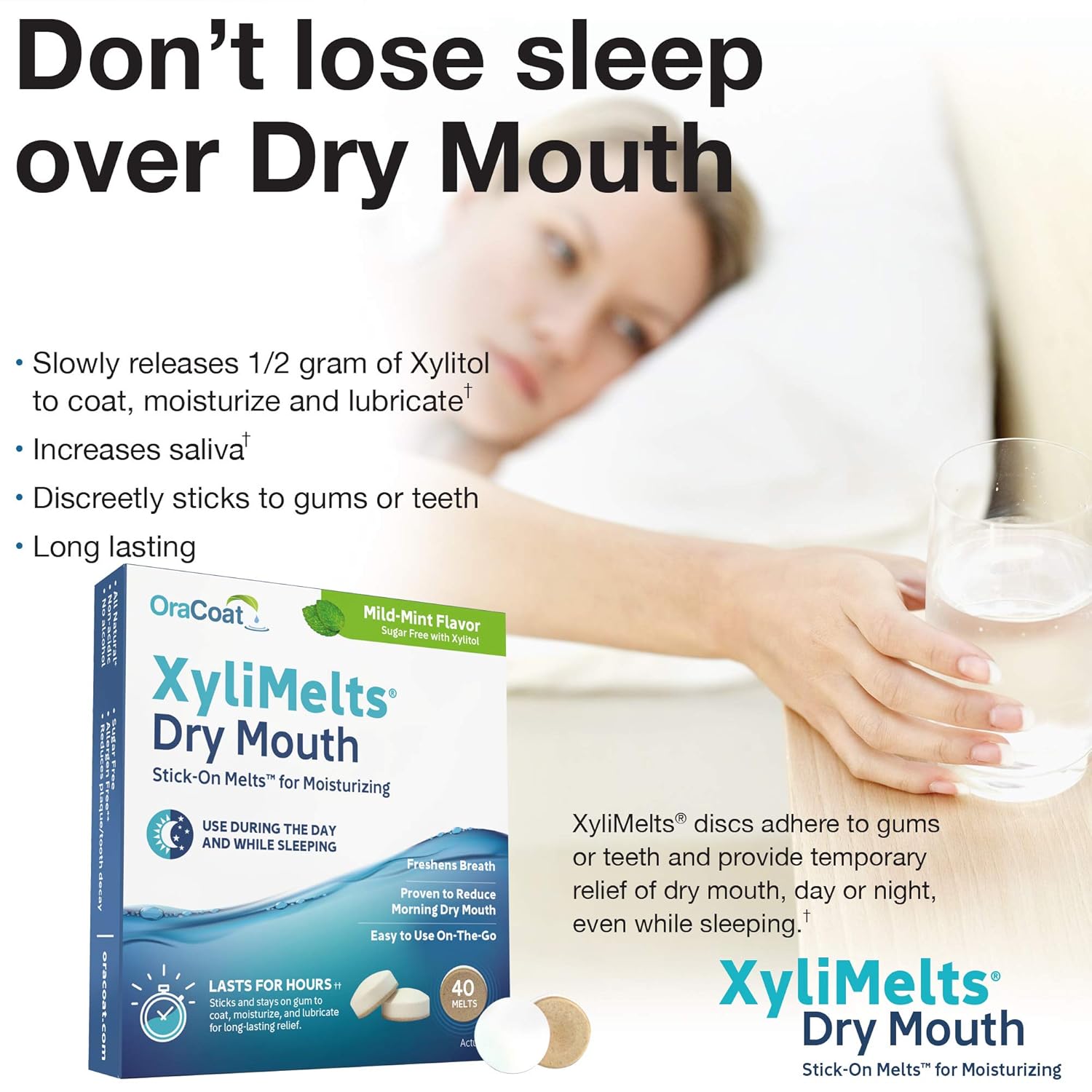 Oracoat Xylimelts Oral adhering Discs, mild Mint (Pack of 2), 40 Count: Beauty
