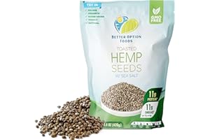 Toasted Hemp Seeds with Sea Salt - Non GMO, Soy & Gluten Free Plant Based Protein Snacks - Paleo, Vegan, Keto Friendly - For Cereal, Yogurt, Ice Cream, Oatmeal, & Salads - Better Option Foods, 420g