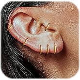 EQFE 14K Gold Plated Small Hoop Earrings for Women Hypoallergenic 316L Surgical Steel Cartilage Huggie Hoop Earrings Handmade Hinge Huggie Hoop Earrings for Helix Tragus Conch Piercing Jewelry