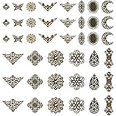 Cheriswelry 84pcs Tibetan Iron Filigree Joiners Antique Bronze Vintage Link Charms Rhombus Flower Butterfly Triangle Teardrop Metal Necklace Pendants 23~73.5mm for DIY Craft Jewelry Making