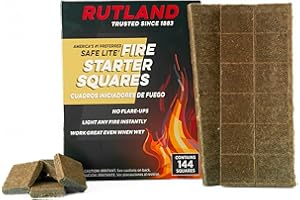 RUTLAND PRODUCTS Rutland Safe Lite Fire Starter Squares - Heavy Charcoal Starters for Fireplace, Grill Pit, BBQ & Campfires - USA-Made Camping Accessories - Odorless Long Burn - 4.6 Lbs, 144 Squares