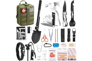 KLECLCW Survival Kit, Gifts for Men Christmas Dad, 150 PCS Survival Gear and Supplies Equipment with Trauma Bag, Molle Pouch Emergency Kit for Outdoor Camping, Hunting, Car, Home, Earthquake, Adventures