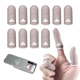 JWH Ultra-Thin Silver Fiber Gaming Finger Sleeves,Pink Thumb Sleeves Gaming Cots,10 Pack Gaming Finger Gloves for PUBG,with Storage Box,High Sensitivity,Anti-Slip,Fundas para Dedos Gamer