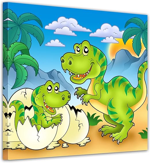 Wandbild Dino Kinderbild Tyrannosaurus Rex Bild Auf Leinwand 40x40 Cm Leinwandbilder Kinder Dinosaurier Raubtier Mama Mit Baby Amazon De Kuche Haushalt