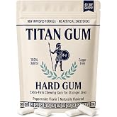 Titan Gum Xylitol Extra Hard Jawline Chewing Gum, 40 Pieces, Peppermint | Sugar Free, Vegan, No Artificial Sweeteners, Stevia Sweetened, Aspartame Free, Facial Fitness and Mewing, Resealable Pouch