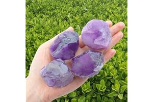 XIANNVXI 2.5'' Amethyst Crystal Rough Stone Purple Crystals Natural Raw Crystals Bulk Rock Gemstones for Reiki Healing, Wire Wrapping, Wicca,Tumbling, Cabbing, Polishing Decoration (4PCS)