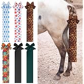 Huhumy 6 Pcs Horse Tail Bag Breathable Guard, Vintage Style | Tail Wraps Protect from Dirt Breakage, 2 Closure Straps Secure, Waterproof Guards for Grooming Turnout, 6 Pattern Designs