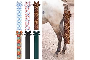 Huhumy 6 Pcs Horse Tail Bag Breathable Guard 22" Slip on Horse Care Tail Wrap 2 Strand Closure Straps Grooming Supplies to Keep from Dirt Breakage Rubbing 6 Designs(Vintage Style)