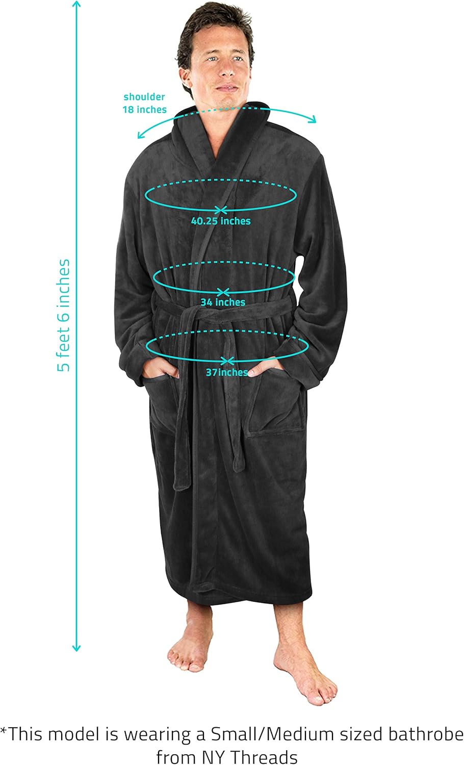NY Threads Luxurious Men's Shawl Collar Fleece Bathrobe Spa Robe at  Men’s Clothing store