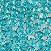 YHYPOCI 100pcs 12mm Acrylic Crystal Beads, Faceted Rondelle Acrylic Spacer Beads for Wind Chimes Bracelet Necklace Earring Keychain Jewelry Making DIY Crafts(Lake Blue)