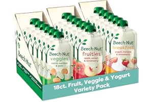 Beech-Nut Baby & Toddler Food Favorite Flavors Pouches Variety Pack, Fruit Veggie and Whole Milk Yogurt Purees, Baby Pouch Puree Starter Pack, 3.5oz (18 Pack)