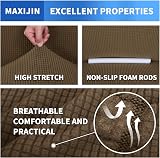 MAXIJIN 3 Seater Couch Cover Jacquard Spandex Brown 95% Polyester 5% Elastane view 5