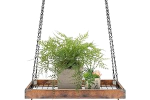 Lilybud--lily Plant Hanger Indoor Outdoor, 16" Large Hanging Planters for Indoor Plants Hanging Plant Holder Wood Metal Hanging Plant Shelf Large Hanging Baskets for Plants Outdoor Window Ceiling