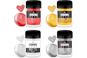 Edible Glitter Set - Luster Dust Edible Set 4 Metallic Colors - Food Grade Coloring Glitter Shimmer Dust Powder, Dusting Powd