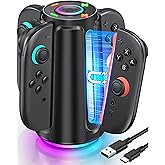 Upgraded Switch 2 Charging Dock for Nintendo Switch 2 Joycons, 4-in-1 Magnectic Controller Fast Charging Station with Adjustable RGB Lights for Gaming Desk Setup, for Sega Saturn Accessories, M