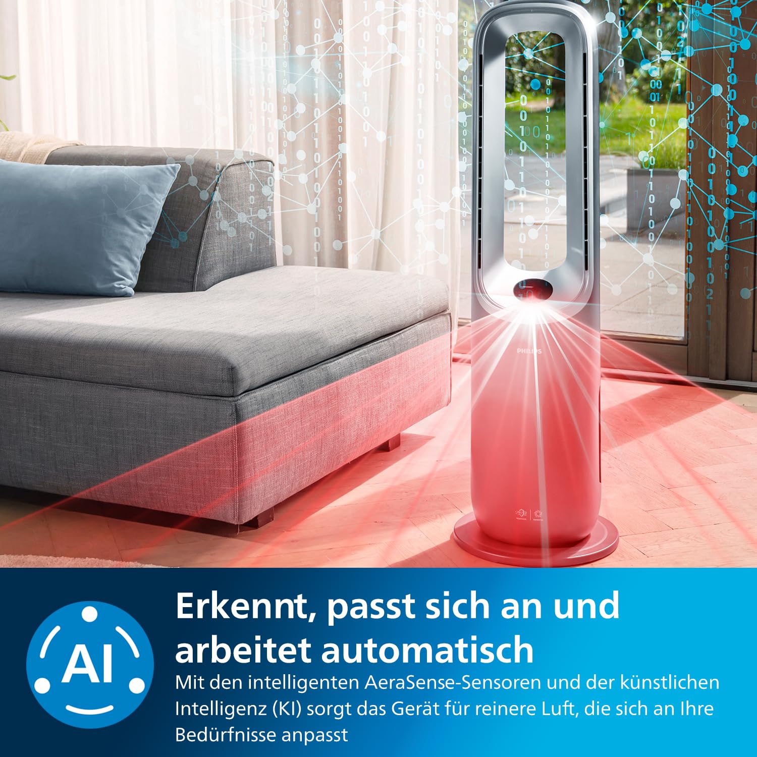 Philips Air Performer 3-in-1: Luftreiniger, Heiz- und KŸhlgeblŠse - Reinigt 70 m?, Entfernt 99,97% der Allergene und Schadstoffe. HEPA-Filter, Intelligente Sensoren, Alexa, App. (AMF870/15) 8