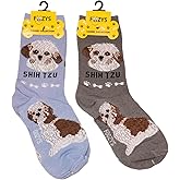 Foozys Unisex Crew Socks Canine Collection (Shih Tzu),Fits Shoe Size 4-10
