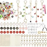 DRHWEFSQ 325Pcs Lip Gloss Keychain Making Kit, DIY Jewelry Supplies with 118 Charms, 25 Extender Chains, 30 Clips, 150 Jump Rings & Plier for Custom Keychains, Bags, Handmade Gifts