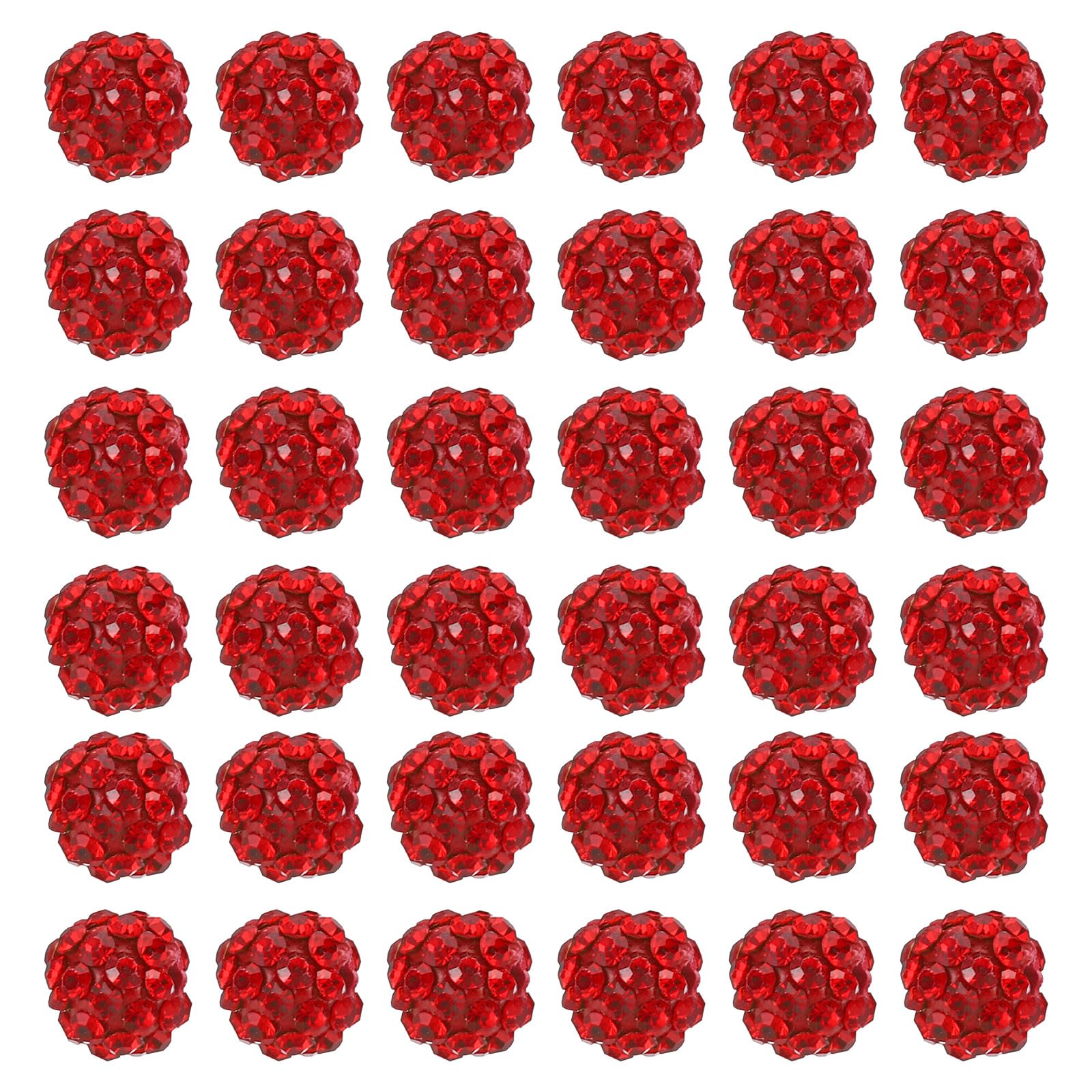 PATIKIL 8mm Rhinestone Clay Beads for Jewelry Making, 50 Pack Round Ball Polymer Clay Crystal Charm Beads for Craft Decor Necklace Chain Bracelets DIY, Red