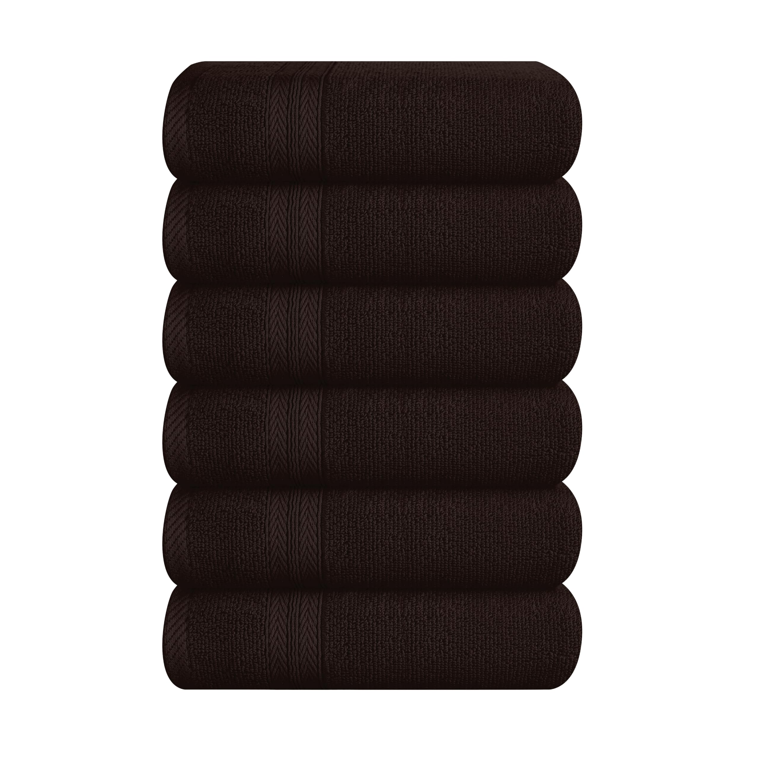 Photo 1 of BOUTIQUO Ultra Soft 6-Piece Hand Towel Set 16x28-100% Ringspun Cotton - Durable & Highly Absorbent Hand Towels - Ideal for use in Bathroom, Kitchen, Gym, Spa & General Cleaning - Chocolate Brown