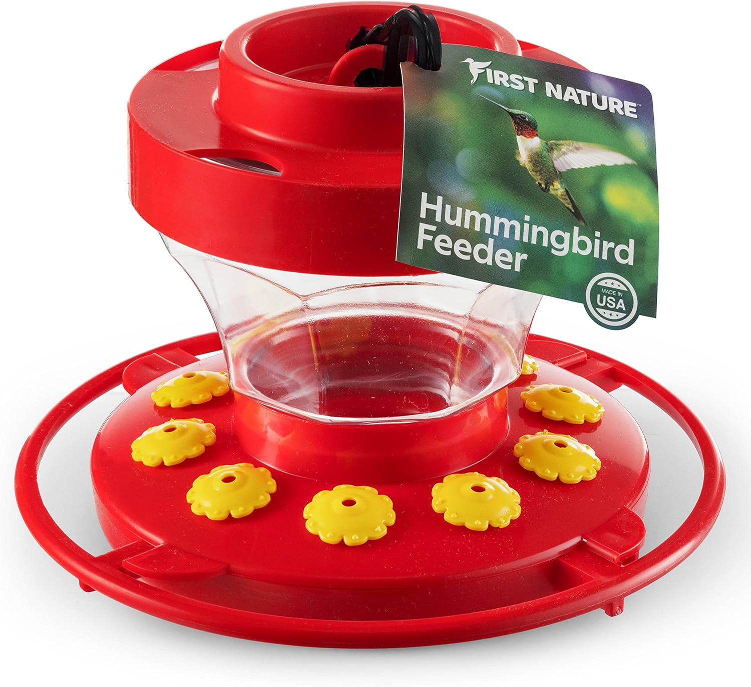 Backyard Birding & Wildlife - First Nature 993091-546 16 oz. Hummingbird Flower Feeder , Red