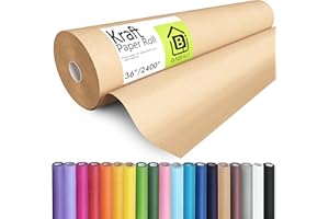 BAIJIALI 36" x 2,400" (200') Kraft Paper Roll for Craft Bulletin Board Paper Art Table Covering Crafting Gift Wrapping Bouquet Packing Parcel (Brown, 36''x200')