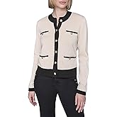 KARL LAGERFELD womens Long Sleeve Sweater Preppy Essential Cardigan