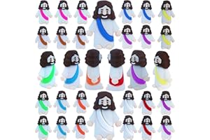 XIAWALANGZHUO 32 Pcs Little Jesus Figures Easter Mini Rubber Jesus Toys to Hide and Seek, Little Pocket Jesus Miniatures Religious Party Favors Baptism Gifts Sunday School Easter Egg Stuffers (Mix-10 Color)