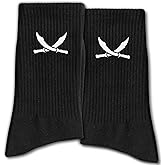 FujLoy Funny Ship's Socks - Black Crew Socks for Men, Women - Gifts for Him or Her
