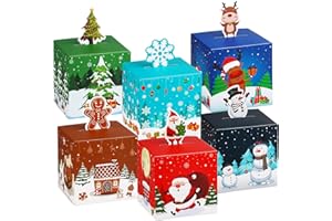Waenerec 24 Pieces Christmas Gift Boxes 3D Christmas Candy Treat Box for kids Xmas Cookies Paper Goody Ornaments Santa Claus Boxes for School Home Holiday Xmas Party Supplies