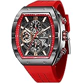 Paras Crown Watches for Men Tonneau 5ATM Waterproof Quartz Luxury Chronograph Analog Men's Wrist Watches Stainless Steel Case Mens Watches