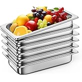 ZeroPone 6 Pack Hotel Pans, 1/3 Size 2.5" Deep Steam Table Pan, Stainless Steel Food Pans 22 Gauge Anti Jam Commercial Food Storage Containers