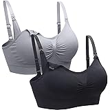 Suekaphin 2PACK Nursing Bra Wireless Bra Women's Sleeping Maternity Bra Breastfeeding Bra