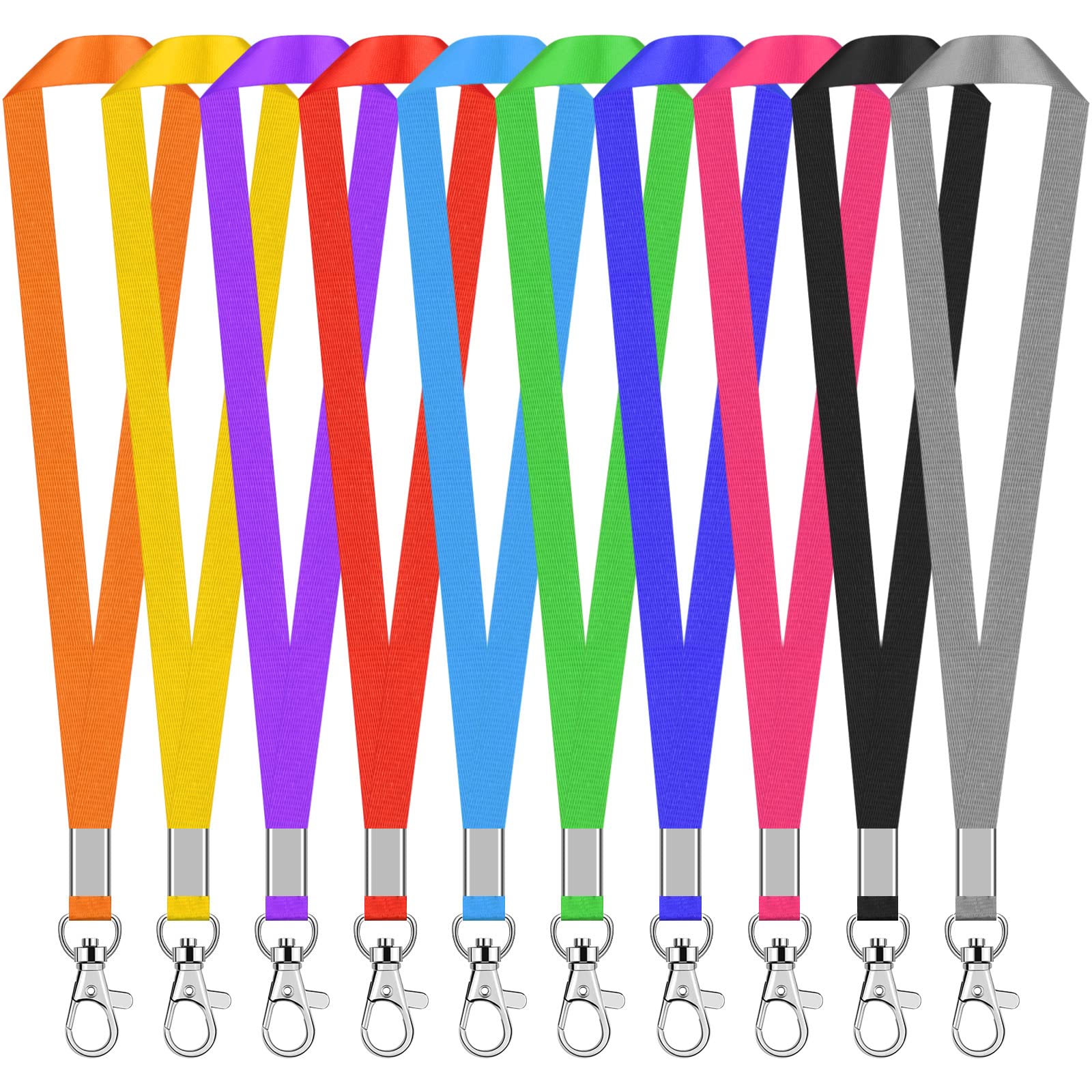 NiceLand 10 Pcs Landyard Neck Strap, Office Lanyard, Nylon Neck Strap,Flat Neck Lanyards with Swivel Hook for ID Card Badge Holders, Keys, Whistles (Colorful)