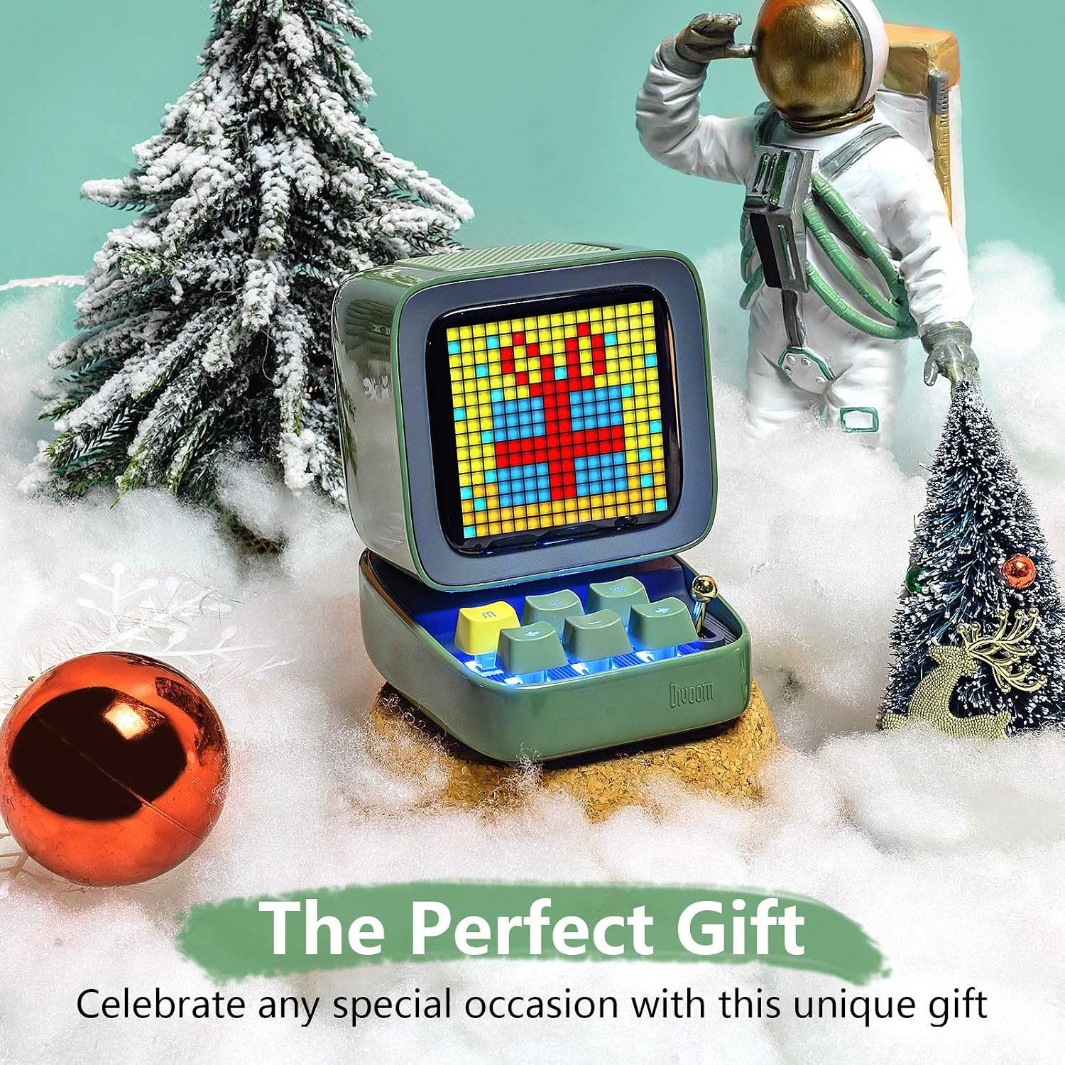 Divoom Ditoo Bluetooth Speaker with LED Display, Alarm Clock, and 10 Watts Audio for Bedroom DIY, Birthday (Green) - Image 3