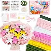 400PCS Pipe Cleaner Flower Kit, 8mm Thick Pipe Cleaners Craft, 6 Colors | Chenille Stems Bulk with Complete Accessories for Creating DIY Flower Bouquets, Art and Craft Supplies, Handmade Gifts