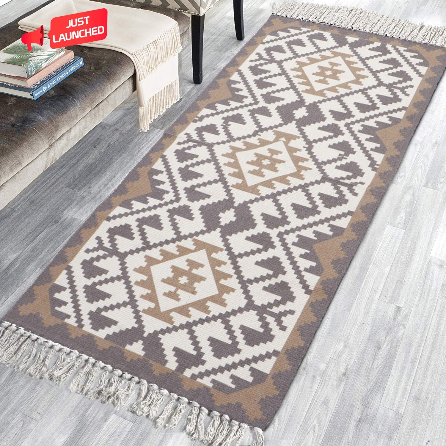 Homestorie Printed Bohemian Runner (Brown Grey, Cotton, Standard)