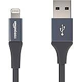 AmazonBasics USB A Cable with Lightning Connector, Premium Collection, MFi Certified Apple iPhone Charger, 4 Inch, Grey