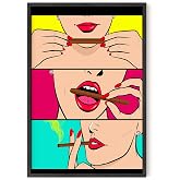 RipGrip Pop Art Trippy Posters - Vintage Prints, Dope College Dorm Room Decor, Hippie Andy Warhol Print, Cool Rainbow Roller (with Black Frame, 24x36)