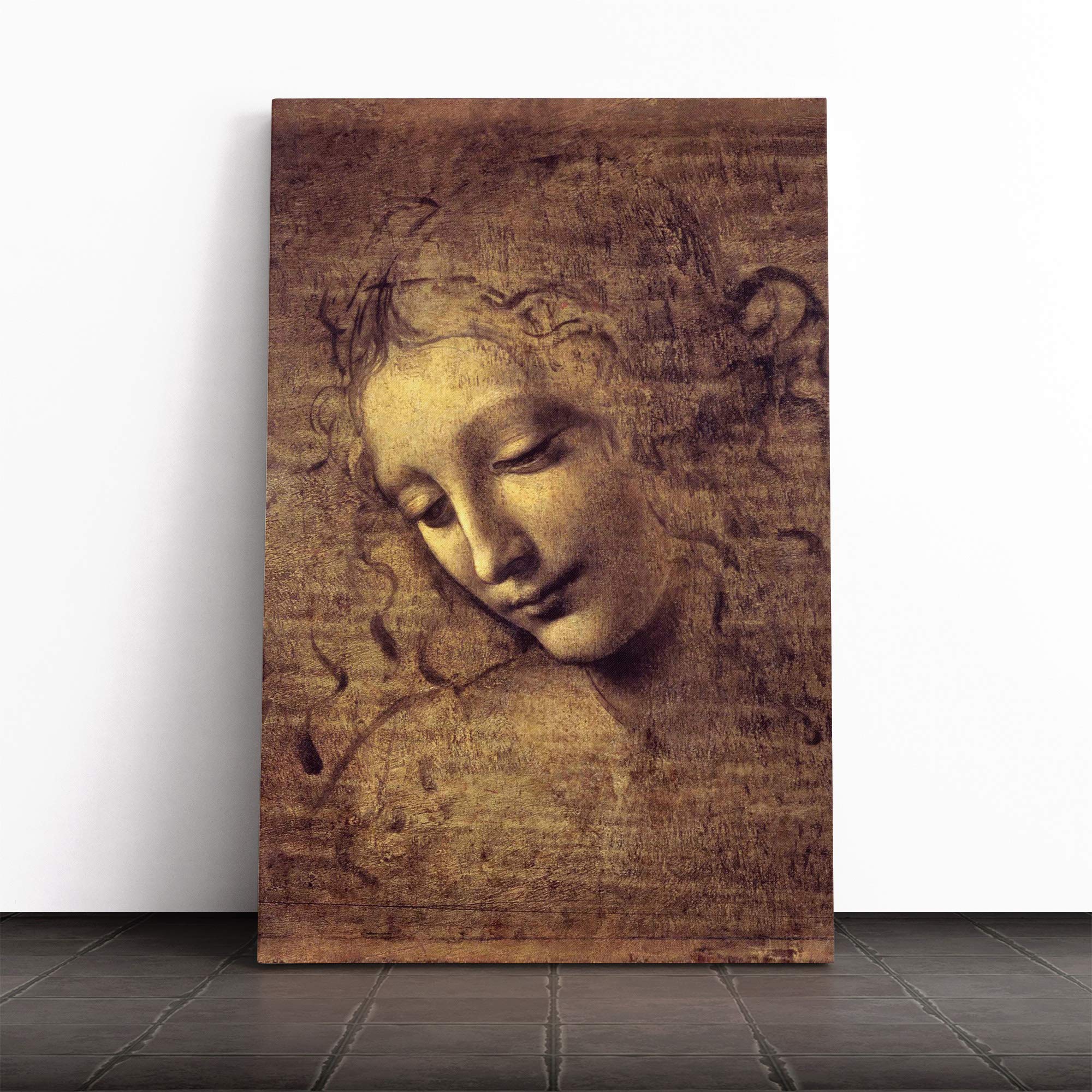 Leonardo Da Vinci La Scapigliata Canvas Print | Gallery Wrapped 30mm Frame Wall Art | 20x14 inches | Ready to Hang | Modern Picture | Living Room Bedroom Lounge Office