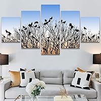 SIGNWIN 5 Panel Canvas Wall Art Modern Art Birds Bohemian Expressive Multicolor Photography Single for Home Decorations Ready to Hang - 60