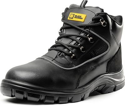 Black Hammer Safety Boots Steel Toe Cap S3 SRC Leather Ankle Boots 7752 UK 9
